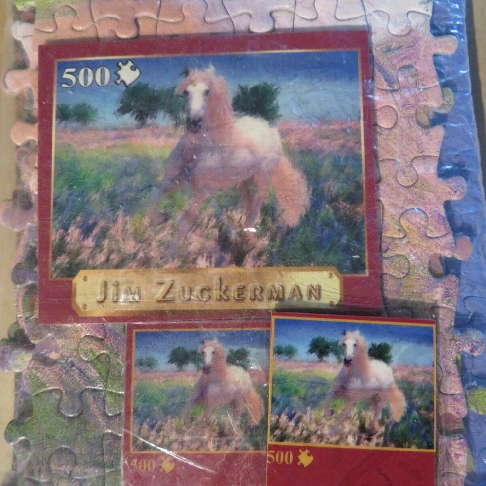 SURE-LOX Bold & Beautiful 500 Pce White Horse NO BOX Complete (P198)